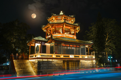 广东揭阳学宫进贤门地标夜景