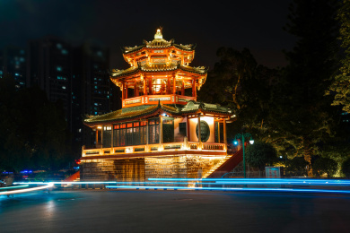 广东揭阳学宫进贤门地标夜景