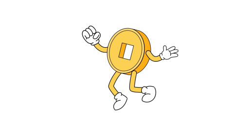 金币卡通形像矢量描边风格