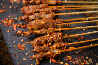 美味的炸牛肉小串