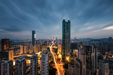 广东省深圳市地王大厦正面夜景城市风光