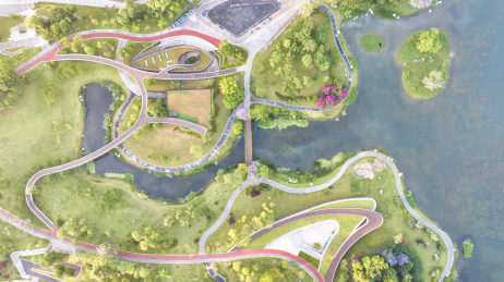 成都金融城交子公园春天俯拍