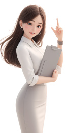 3D卡通商务女士拿着文件