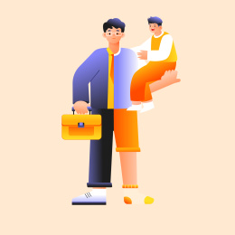 父亲节奶爸矢量插画