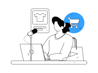 网红直播带货矢量互联网手绘插画