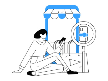 网红直播带货矢量互联网手绘插画