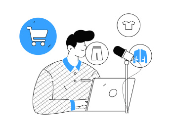 网红直播带货矢量互联网手绘插画