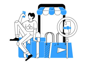 网红直播带货矢量互联网手绘插画