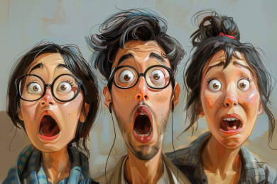 几个人露出惊讶吃惊的表情