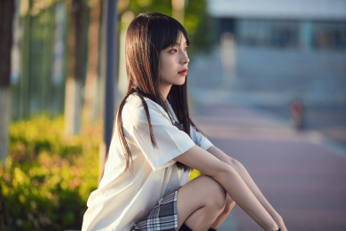 穿着日系JK制服的亚洲少女