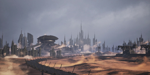 未来科幻沙漠废土风城市场景