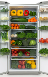 装满蔬菜水果的冰箱