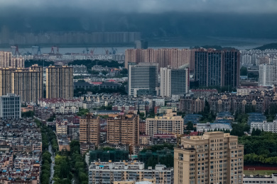 中国江苏省南京市乌云盐仓桥商圈高楼大厦