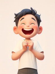 3D卡通男孩期待的表情