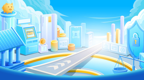 浅蓝色的科技信息金融数据银行保险城场景