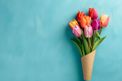 郁金香花束妇女节感恩节母亲节概念插图