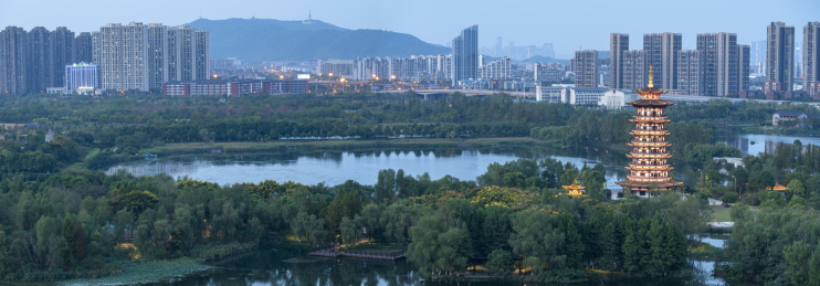 长沙城市风光，洋湖湿地公园