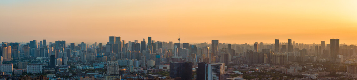 朝霞中的成都地标天府熊猫塔339