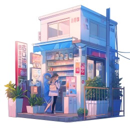 插画独栋便利店