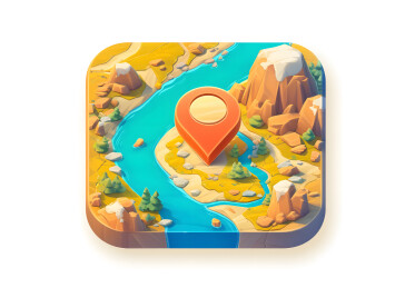 3D卡通地点导航概念场景图标