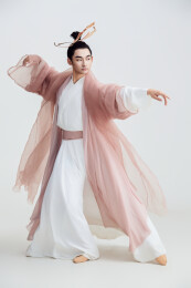 白色背景下的中国方士道士的艺术形象