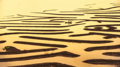 中国福建宁德霞浦盐田南湾村甲骨文滩涂风光