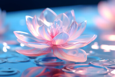 半透明的赛博朋克风格的花朵