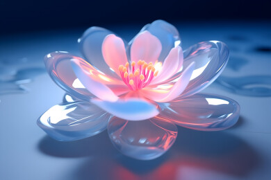 半透明的赛博朋克风格的花朵