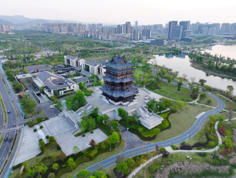成都市龙泉驿东安湖体育公园东安湖公园航拍