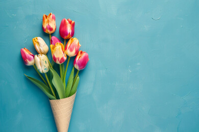 郁金香花束妇女节感恩节母亲节概念插图