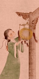 挂灯笼好的女孩