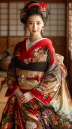 身穿和服的美丽日本女性