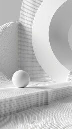 白色球体几何背景插图