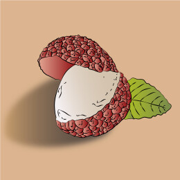 国潮古人剥荔枝微景矢量手绘中国风插画素材