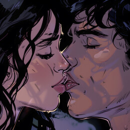 七夕节情侣亲吻矢量插画背景