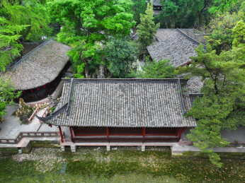 四川省成都市崇州市崇州文庙罨画池航拍