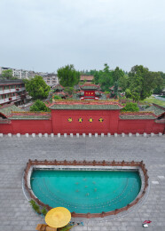 四川省成都市崇州市崇州文庙罨画池航拍