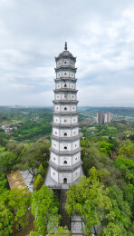 内江市市中区乐贤半岛旅游区塔山公园航拍