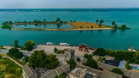 中国江苏省新沂市航拍窑湾古镇园林建筑
