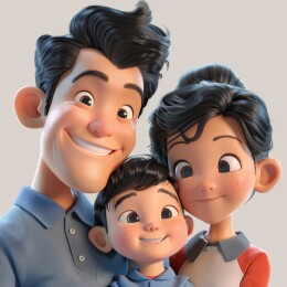 3D卡通风格一家人