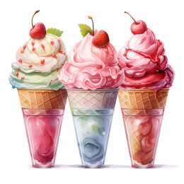 多彩冰激凌插画