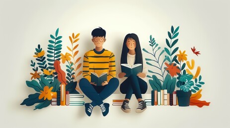 青年阅读插画