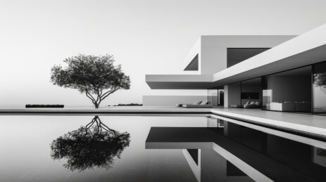 现代住宅与泳池