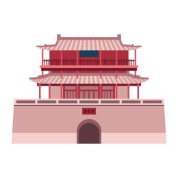 沧州市清风楼扁平插画元素