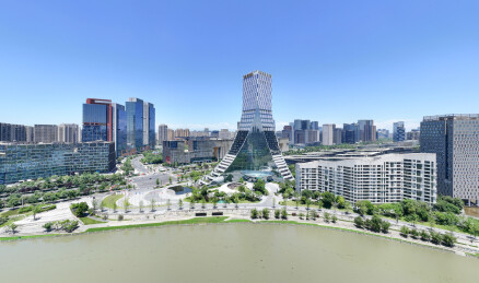 成都高新区地标建筑中国欧洲中心多角度航拍