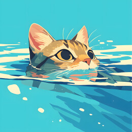 可爱的游泳萌猫壁纸海报头像背景