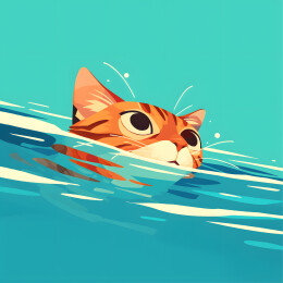 可爱的游泳萌猫壁纸海报头像背景