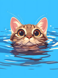 可爱的游泳萌猫壁纸海报头像背景