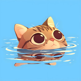 可爱的游泳萌猫壁纸海报头像背景