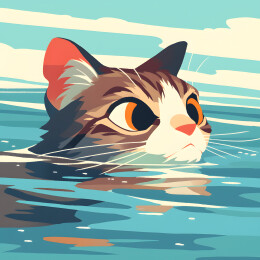 可爱的游泳萌猫壁纸海报头像背景